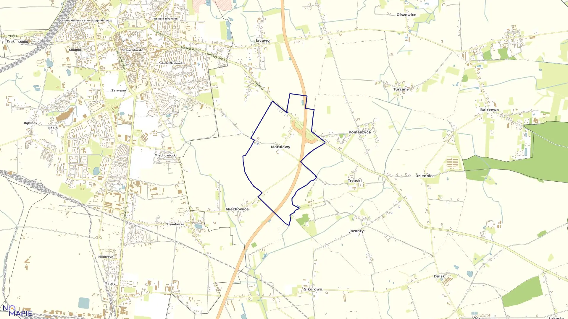 Mapa obrębu Marulewy w gminie Inowrocław